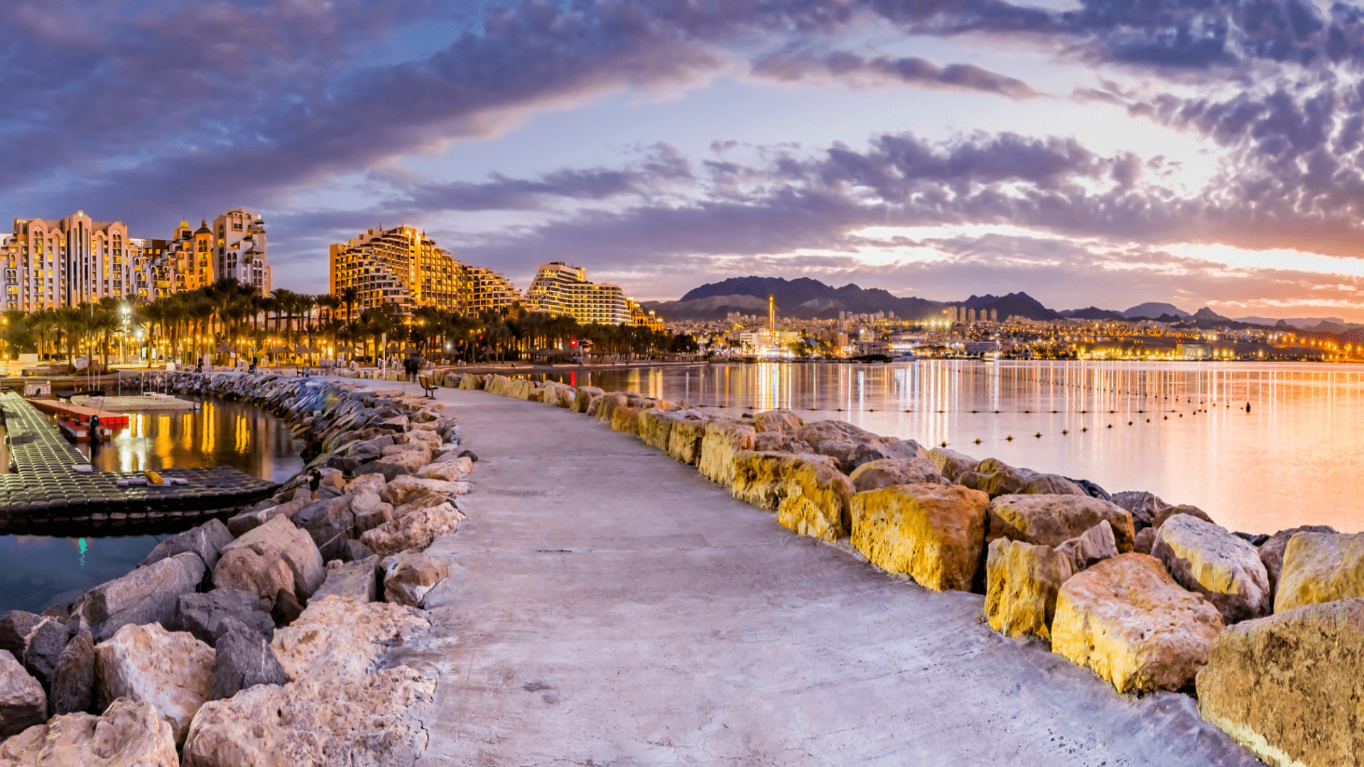 Background picture - view of the hotels of Eilat