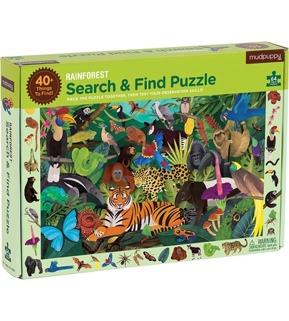 Puzzle Observation and poster Mudpuppy Search and Find Rainforest 